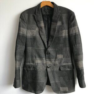John Varvatos Gray Patchwork Linen Two Button Blazer Jacket Mens 40